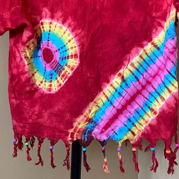 Hippie Rugged Handmade Tie dye Beaded Crop - Picture 2 of 2